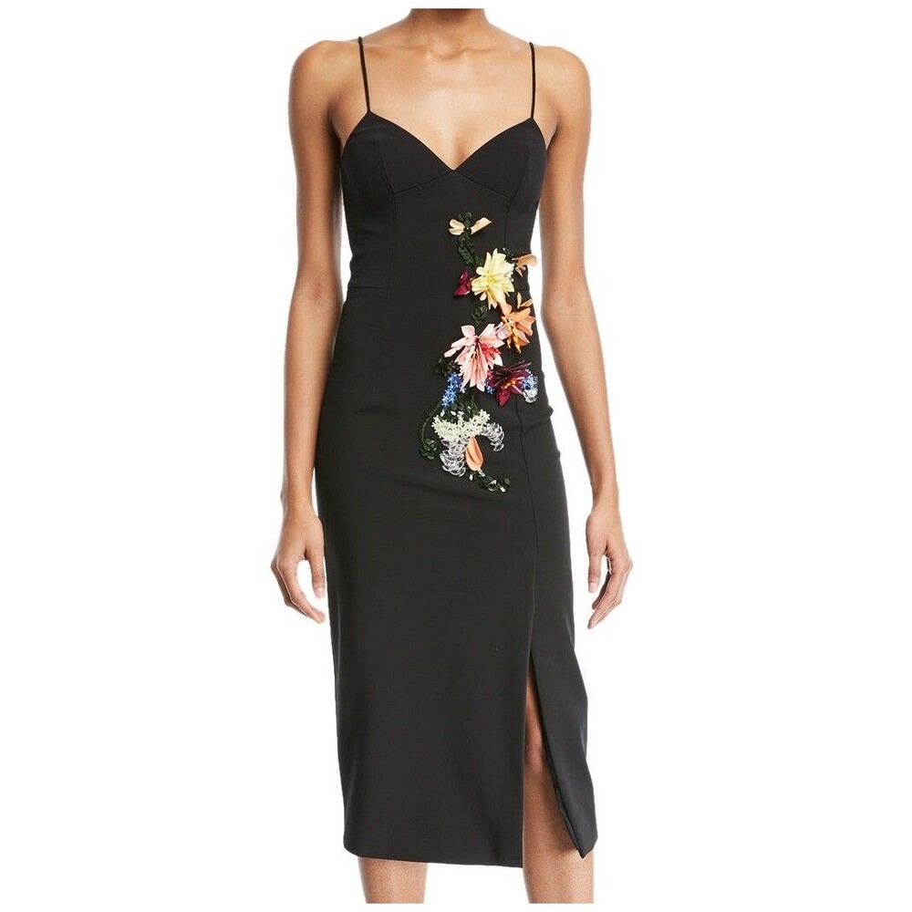 Cushnie Et Ochs Womens 2 Black Ivana 3D Floral Lined Bodycon Dress NWT CF32